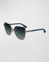 Lanvin Concerto Metal Butterfly Sunglasses In Gold/gradient Blue