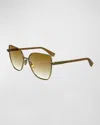 Lanvin Concerto Metal Butterfly Sunglasses In Gold/gradient Caramel