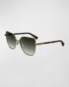 Lanvin Concerto Metal Butterfly Sunglasses In Gold/gradient Khaki