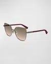 Lanvin Concerto Metal Butterfly Sunglasses In Rose Gold/gradient Brown Rose