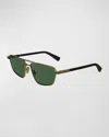 Lanvin Concerto Navigator Metal Aviator Sunglasses In Gold/green