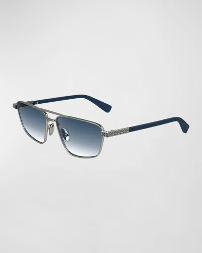 Lanvin Concerto Navigator Metal Aviator Sunglasses In Blue