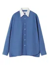 Lanvin Contrast-collar Cotton Shirt In Blue