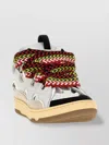 Lanvin Contrast Stitching Perforated Toe Sneakers In White