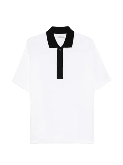 Lanvin Contrast-trim Polo Shirt In White