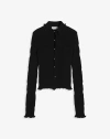 Lanvin Ribbed Buttoned Cardigan In Black