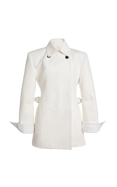Lanvin Cotton Cinched Peacoat In White