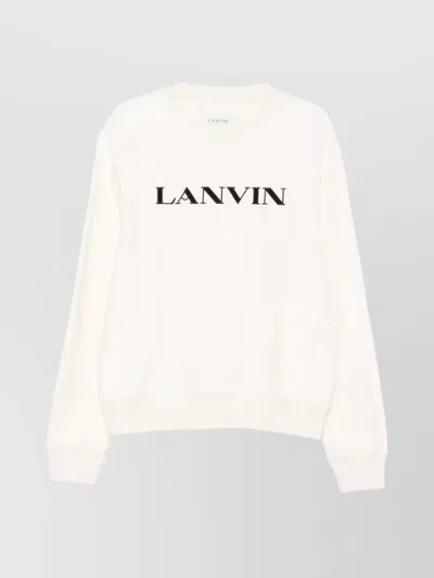Lanvin Cotton Crewneck Sweatshirt Logo In White