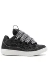 LANVIN COTTON CURB SNEAKERS WITH WHITE AND BLACK LACES