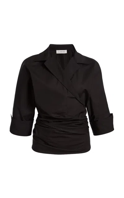 Lanvin Cotton Fitted Wrap Shirt In Black