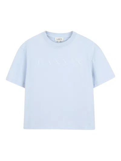 Lanvin Cotton Graphic Logo Mini Neck T-shirt For Boys In Blue
