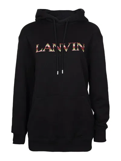 LANVIN COTTON HOODIE WITH BLACK LOGO