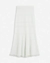 Lanvin Cotton Skirt Midi Length Flared Hem In Ecru