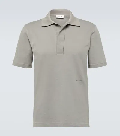 Lanvin Cotton Piqué Polo Shirt In Grey
