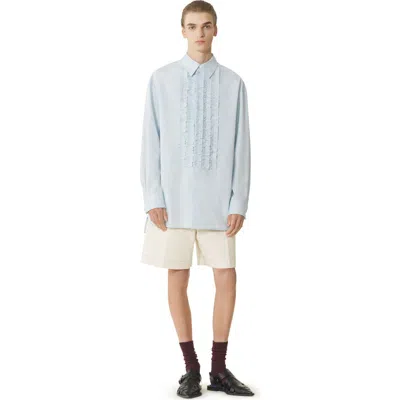 Lanvin Cotton Poplin Bib Front Shirt In Blue