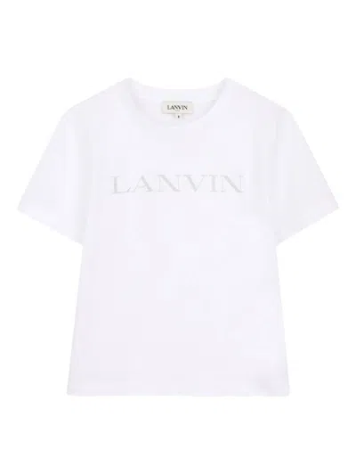Lanvin Cotton Printed Logo T-shirt For Girls In White