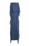 Lanvin Cotton Ruffled Gown In Blue