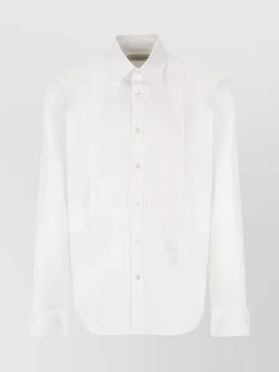 Lanvin Cotton Shirt With Point Collar And Pleats In White