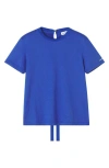 Lanvin Cotton T-shirt With Ribbon Detail In Blue