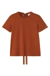 Lanvin Cotton T-shirt With Ribbon Detail In Brown