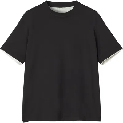 LANVIN LANVIN COTTON T-SHIRT WITH SILK DETAIL