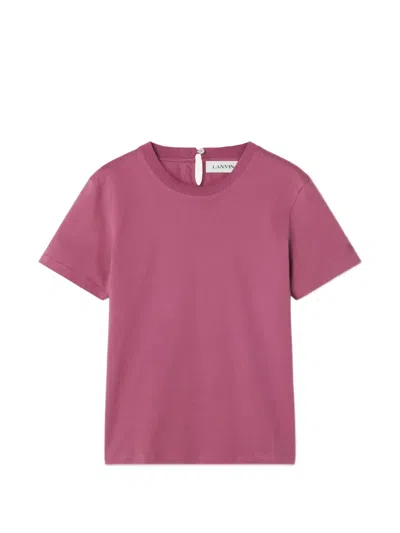 Lanvin Cotton T-shirt With Ribbon Detail In Pink