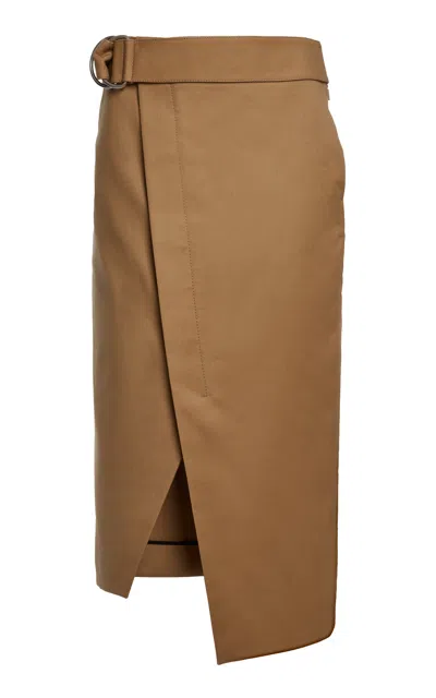 Lanvin Cotton-blend Belted Portfolio Skirt In Brown