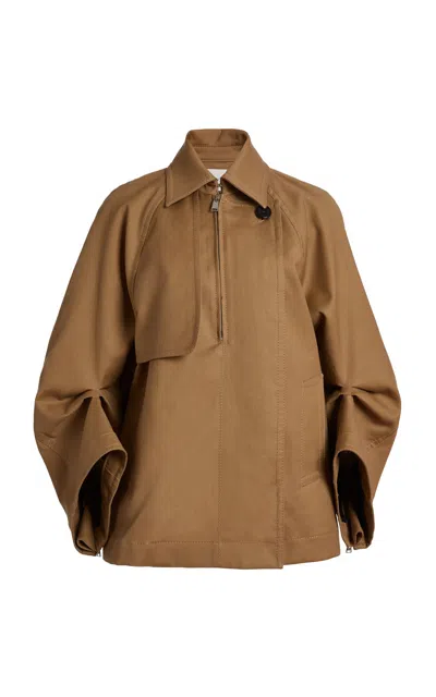 Lanvin Cotton-blend Cropped Trench Coat In Brown