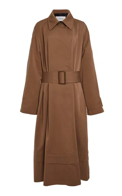 Lanvin Cotton-blend Long Car Coat In Brown