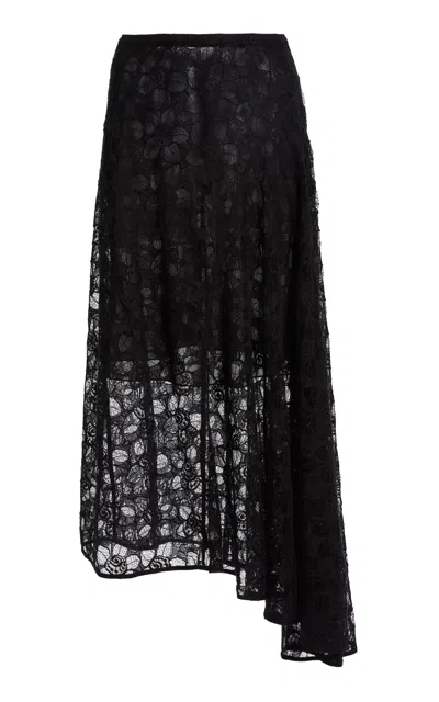 Lanvin Cotton-blend Midi Panel Skirt In Black