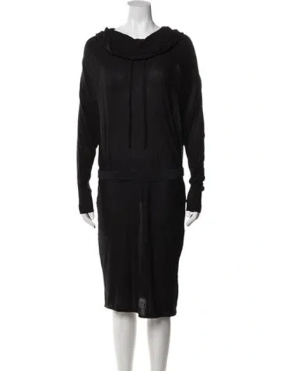 Pre-owned Lanvin Cowl Neck Knee-length Dress In Black
