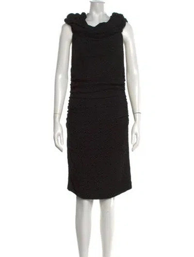 Pre-owned Lanvin Cowl Neck Knee-length Dress In Black
