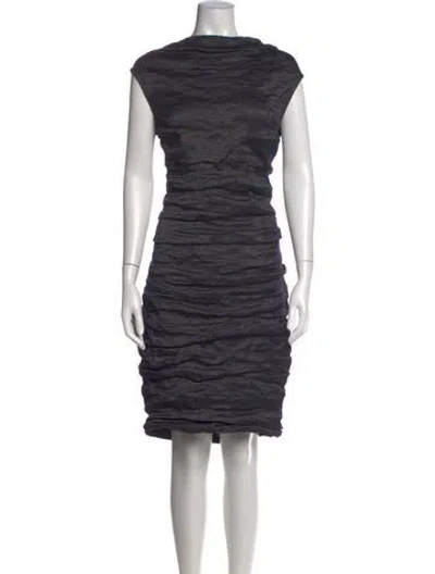 Pre-owned Lanvin Cowl Neck Knee-length Dress In Gray