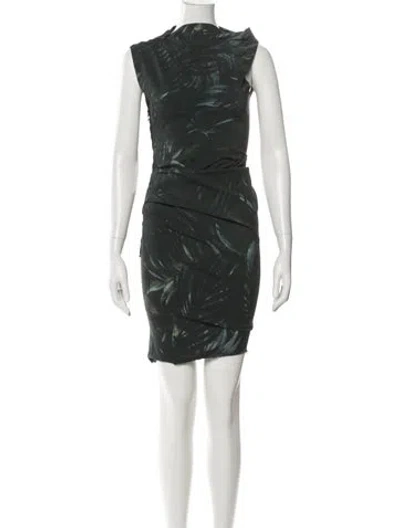 Pre-owned Lanvin Cowl Neck Knee-length Dress In Green