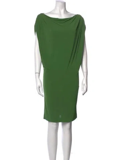 Pre-owned Lanvin Cowl Neck Knee-length Dress In Green