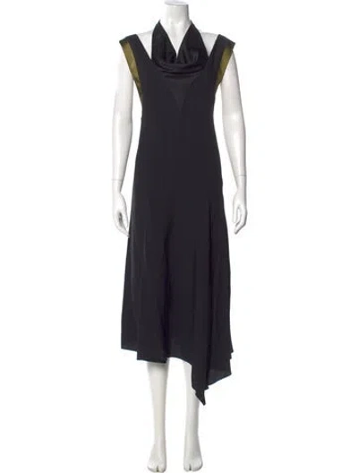 Pre-owned Lanvin Cowl Neck Long Dress In Black