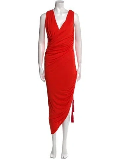 Pre-owned Lanvin Cowl Neck Long Dress In Red