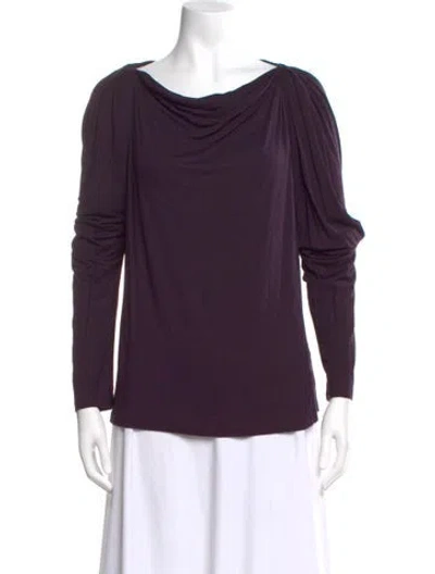 Pre-owned Lanvin Cowl Neck Long Sleeve Blouse In Purple