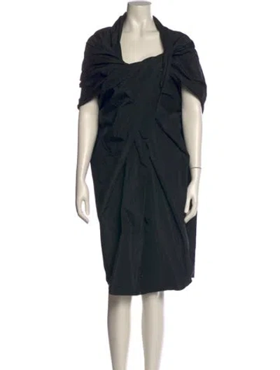 Pre-owned Lanvin Cowl Neck Midi Length Dress In Black