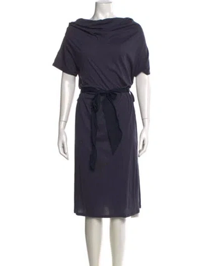 Pre-owned Lanvin Cowl Neck Midi Length Dress In Blue