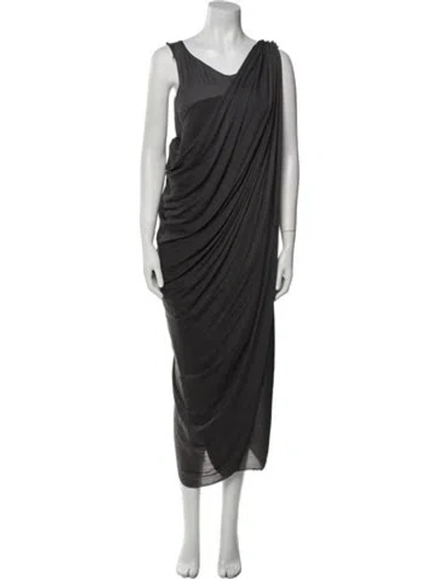 Pre-owned Lanvin Cowl Neck Midi Length Dress In Gray