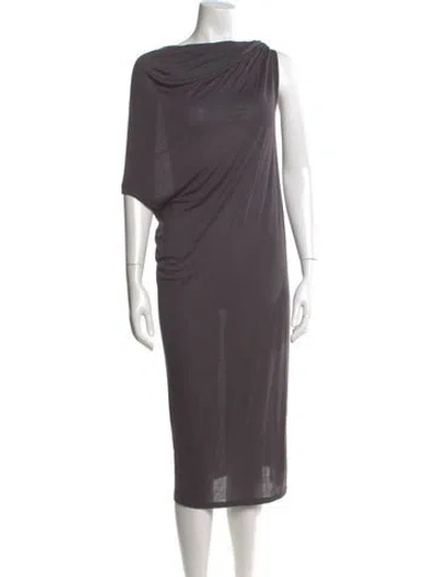 Pre-owned Lanvin Cowl Neck Midi Length Dress In Gray