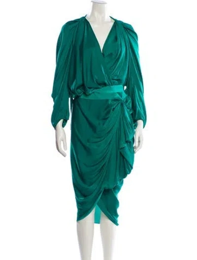 Pre-owned Lanvin Cowl Neck Midi Length Dress In Green