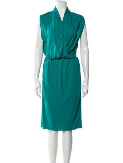 Pre-owned Lanvin Cowl Neck Midi Length Dress In Green
