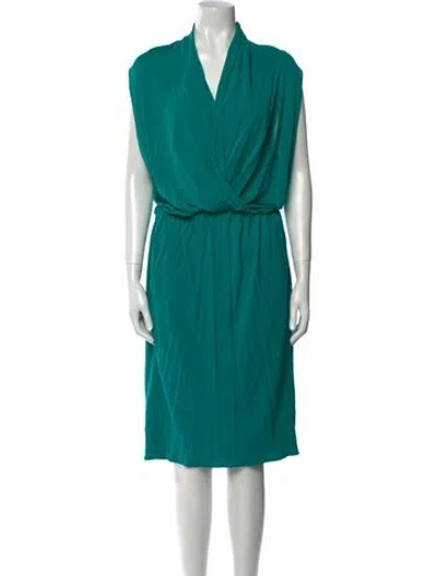 Pre-owned Lanvin Cowl Neck Midi Length Dress W/ Tags In Green