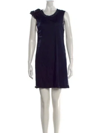 Pre-owned Lanvin Cowl Neck Mini Dress In Blue