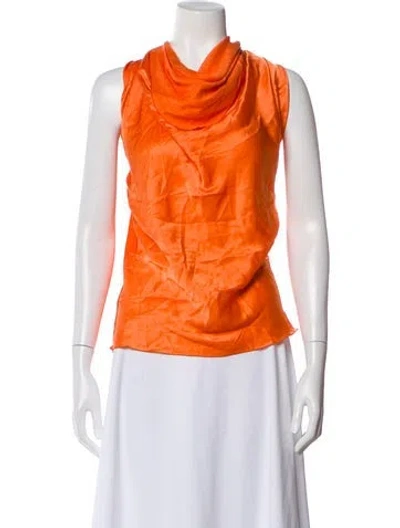 Pre-owned Lanvin Cowl Neck Sleeveless Blouse In Orange