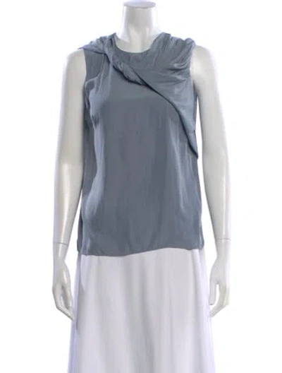 Pre-owned Lanvin Cowl Neck Sleeveless Top In Blue