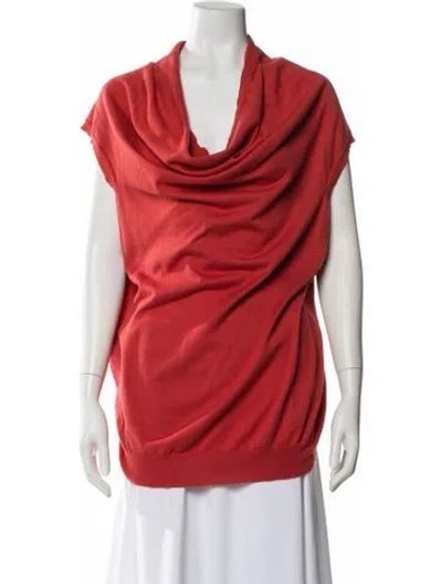Pre-owned Lanvin Cowl Neck Sleeveless Tunic In Orange