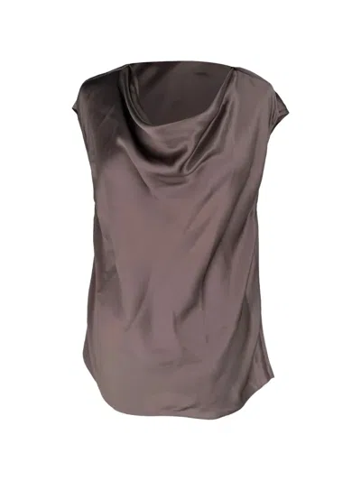 Pre-owned Lanvin Cowl-neck Blouse In Brown